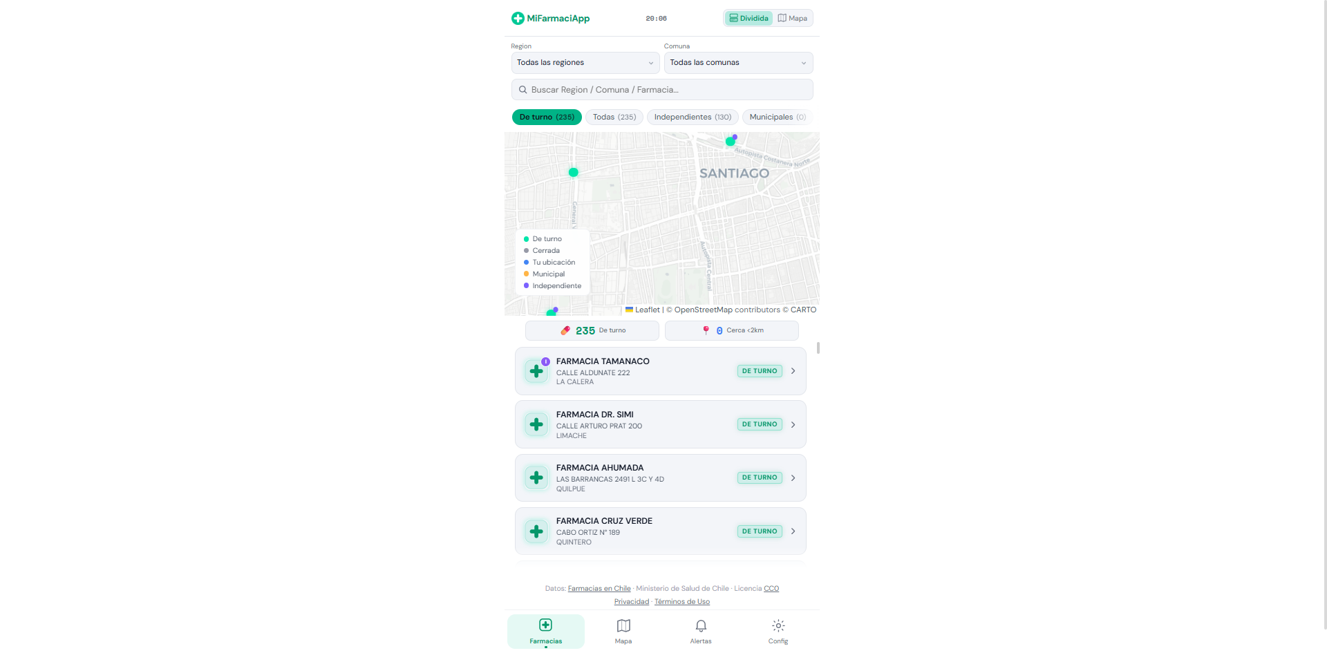 MiFarmaciApp — Buscador de farmacias de turno en Chile
