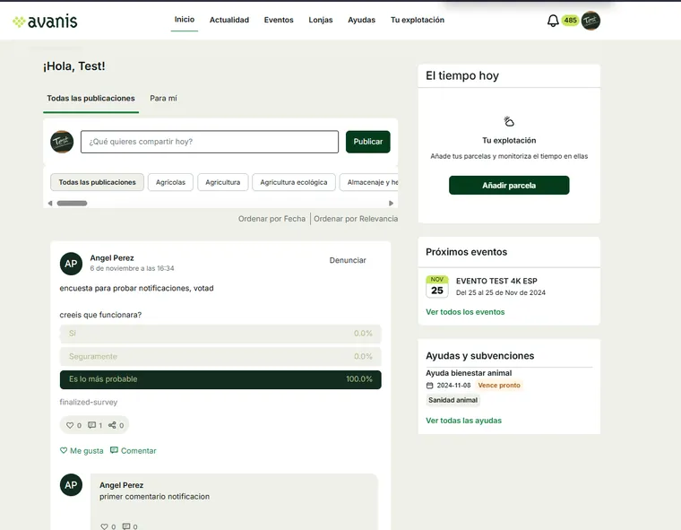 Avanis: Comunidad encuestas