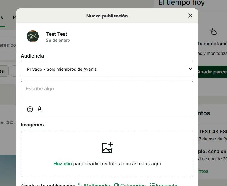 Avanis: Publicación con imágenes