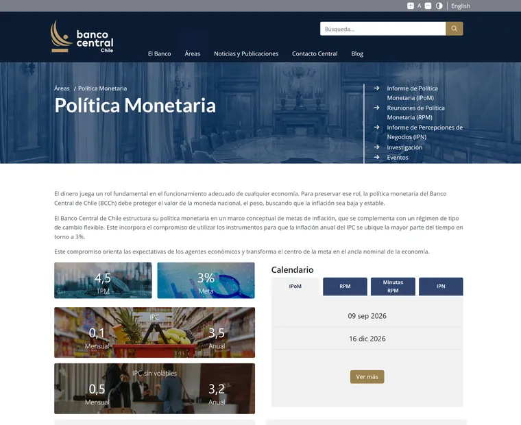 Banco Central de Chile: Política monetaria