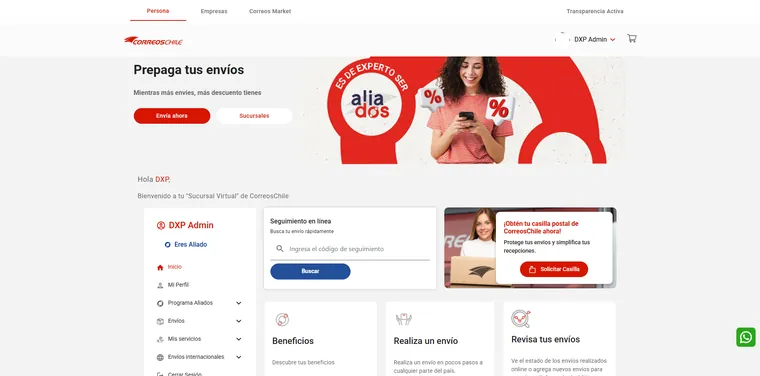 Correos de Chile — Sucursal Virtual v2: Inicio sucursal virtual