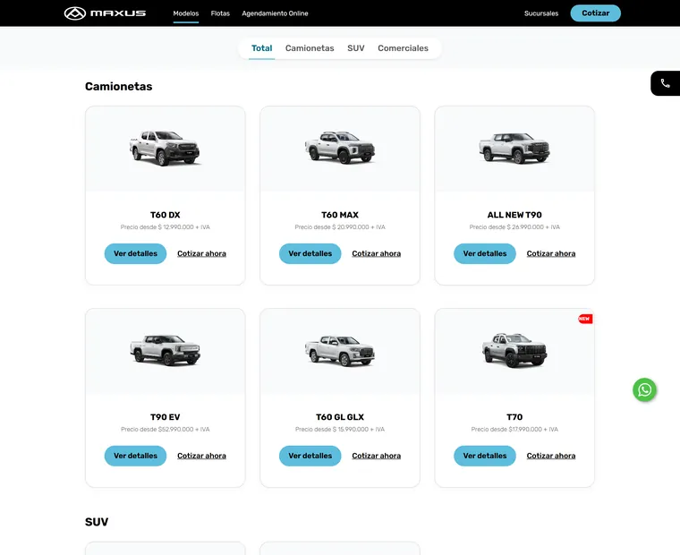 Maxus Chile: Modelos