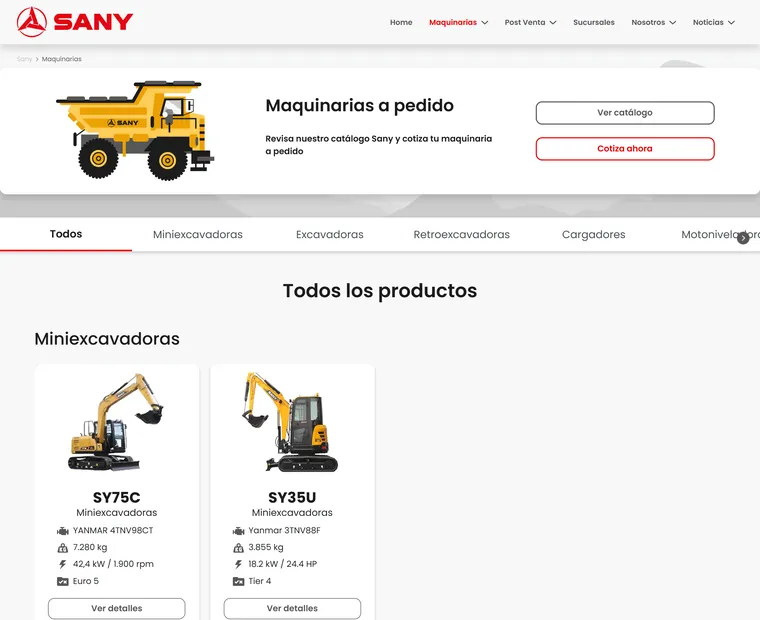 Sany Chile: Maquinarias